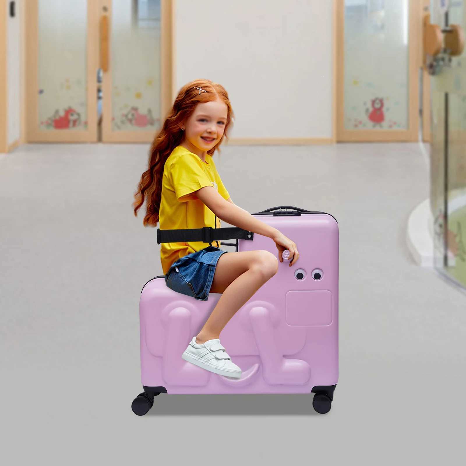 Pink Suitcase kid suitcase kid luggage kid travel Fashionable appearance Rideable Funny suitcase W250920-image-1076022852