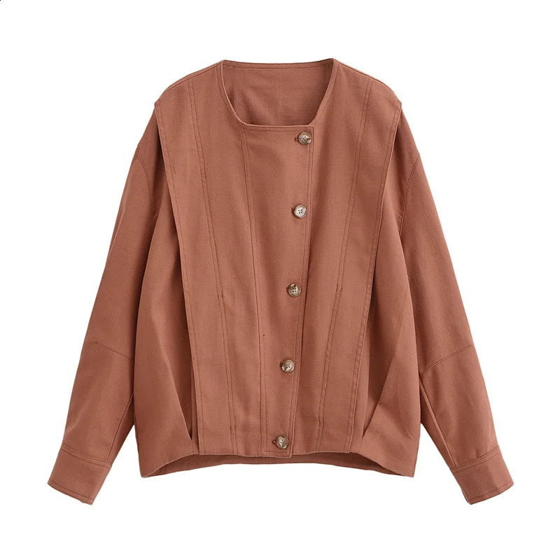 Veste pour femmes automne 2025 Auburn Longsleeved Bomber Bomber Jacket Simple et décontracté à la mode et polyvalent 250920