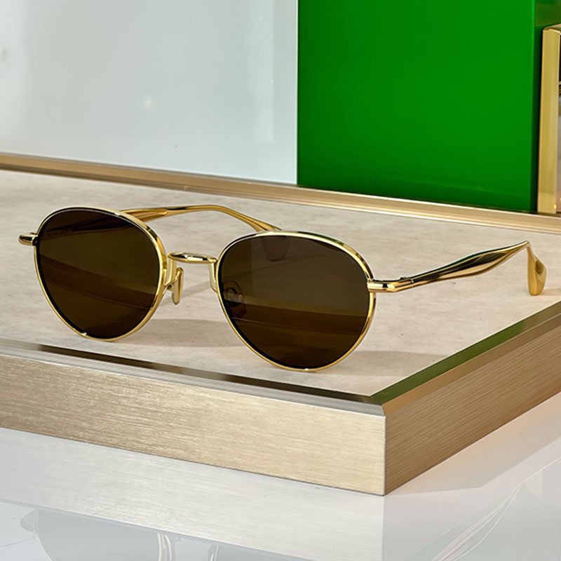 Lady Metal Fin Panthos Sunglasses Designer Men Oval Frame Metal Fin Inspired Form Mirror Legs Outdoor Casual Style Holiday Travel Sunglasses BV1396