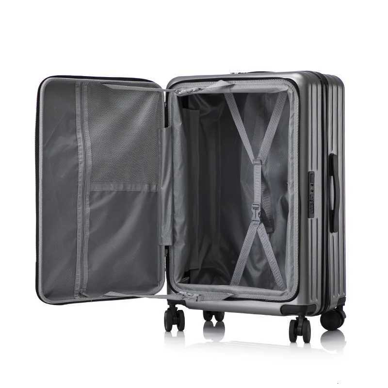 202428 Front Opening Pocket Check in L Luggage Trolley Travel Suitcase with Wheels Factory Direct Sales W250920-image-1076020493