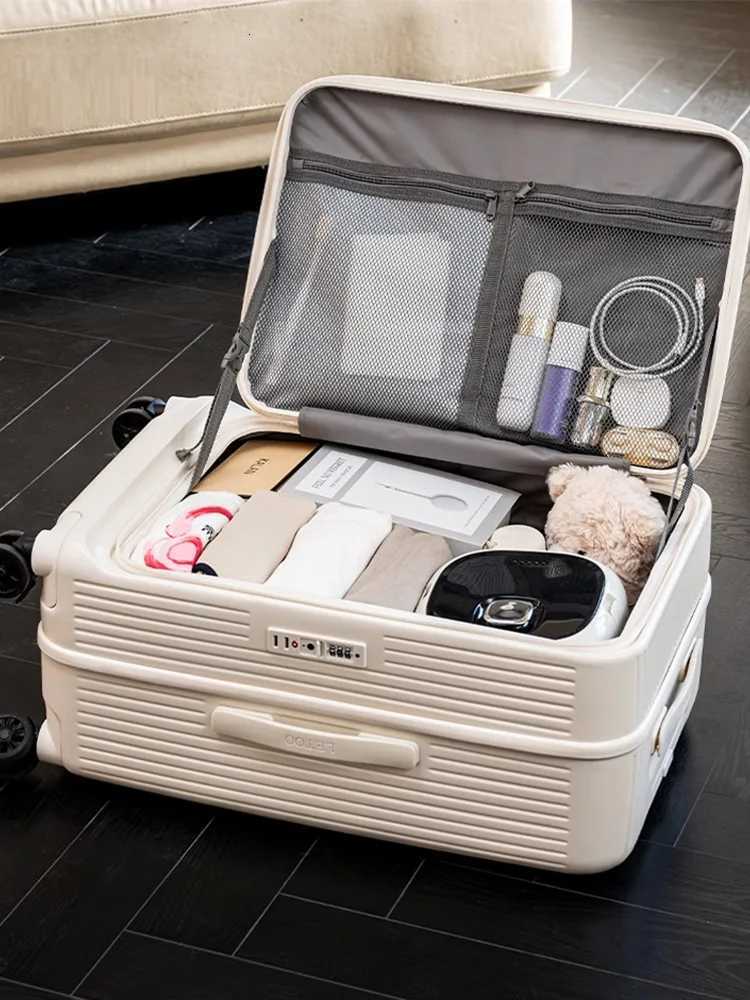 New side opening lid large capacity luggage womens suitcase travel suitcase student 20 inch boarding travel password box W250920-image-1076022233
