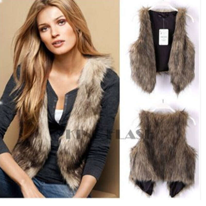 Cross-Border Foreign Trade Gradient Color Faux European and American Style Short Fox Fur Vest Wholesale Women's Clothing