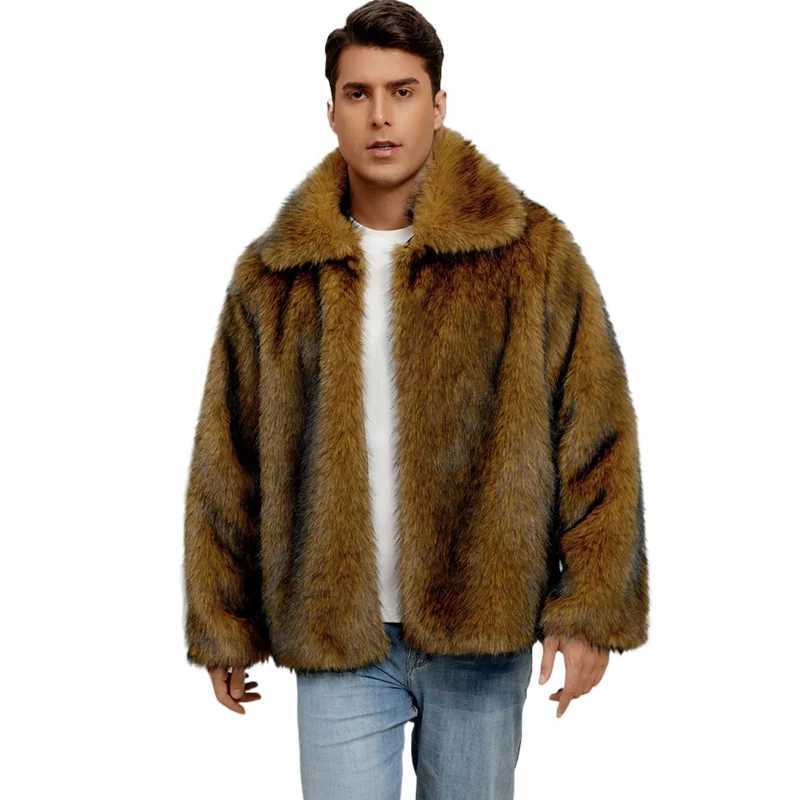 Mens Stylish Faux Fur Jacket Winter Warm Fur Coat For Male Fashion Thick Thermal Fur Parkas Elegant Outerwear CoatXJ250920
