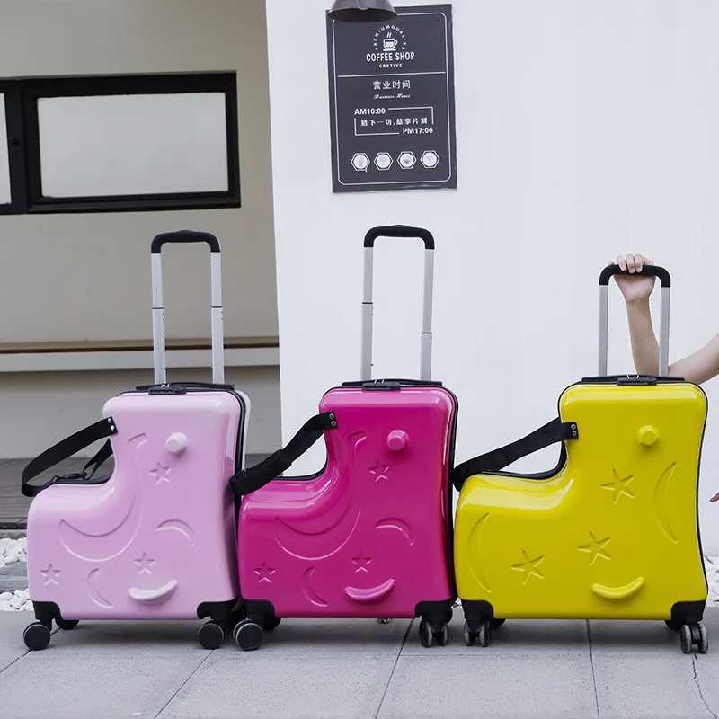 New Suitcase for Kids Large Capacity Wooden Horse Luggage Boardable with 360 Swivel Wheel 2024 inch PC Small Travel Suitcase W250920-image-1076022218