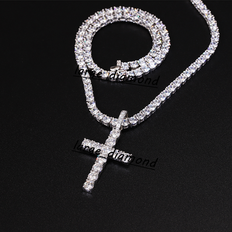 High Hot Sale Moissanite Cross Pendant 3mm 4mm 5mm 925 Silver Pendant D Color Moissanite Pendant for Tennis Chain