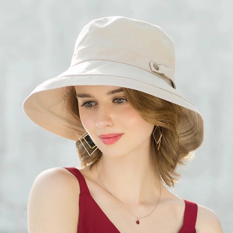 Soleil en coton d'été pour les femmes à bord large et aux chapeaux de seau respirante pour jeunes caps de mode ddmythur