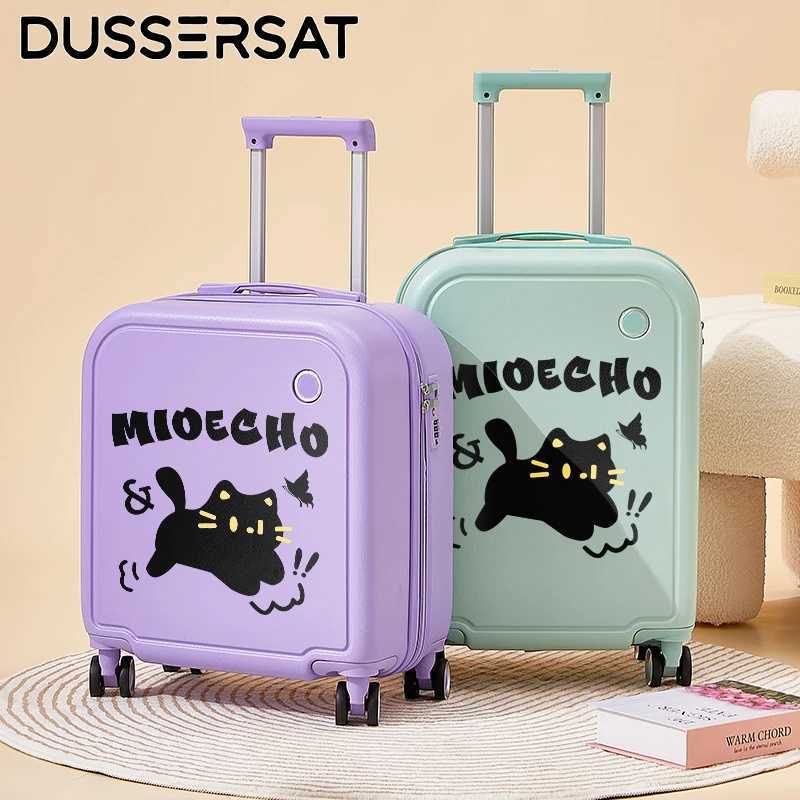 Cartoon Printed 18 20 Inch Small Cabin Luggage Hard Shell Suitcase Spinner Wheels Carry On Luggage for Airplane Travel W250920-image-1076020201