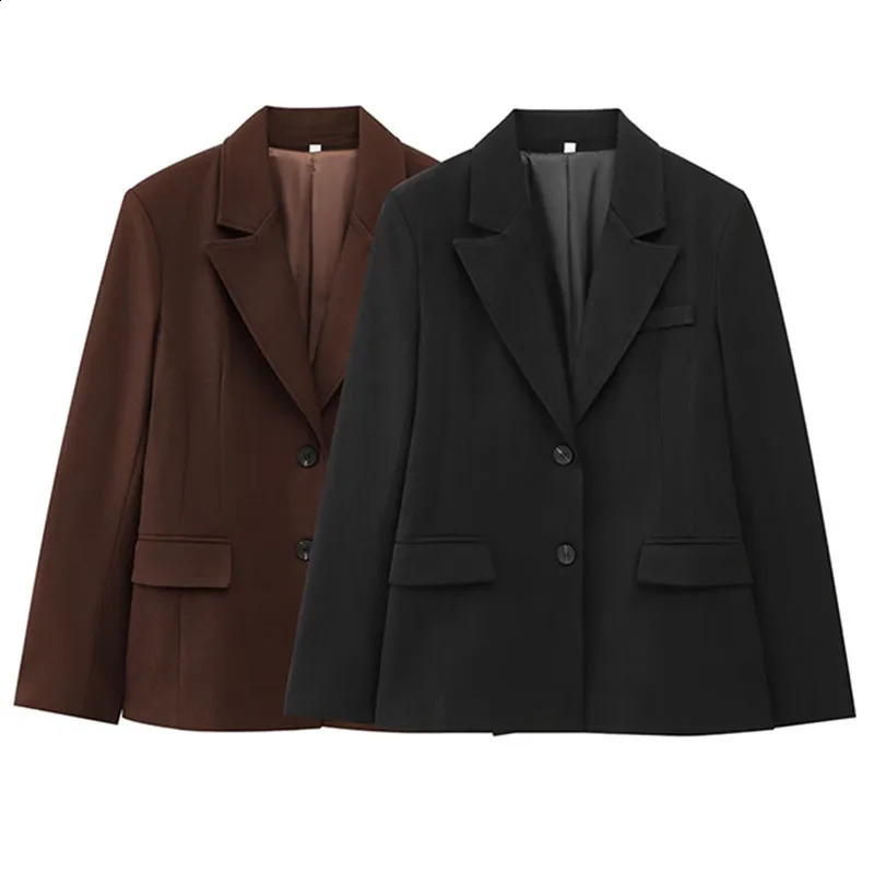 2025 femmes Fashion Blazer Elegant Turndown Collar Long Manches Veste de costume Single Poignez les femmes Blazers Blazers Coats 250920