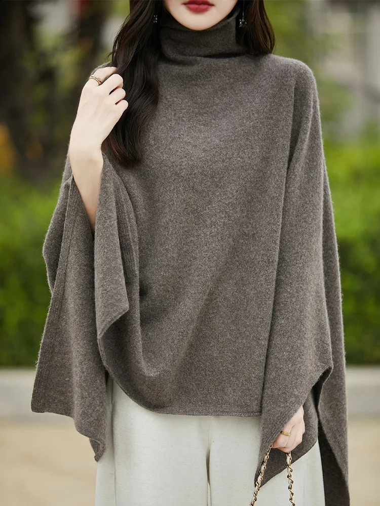 Spring Autumn HighQuality Wool Shawl Womens MediumLength Korean Version Of Sleeveless Casual Pullover 100 Wool Cape Jacket 250920