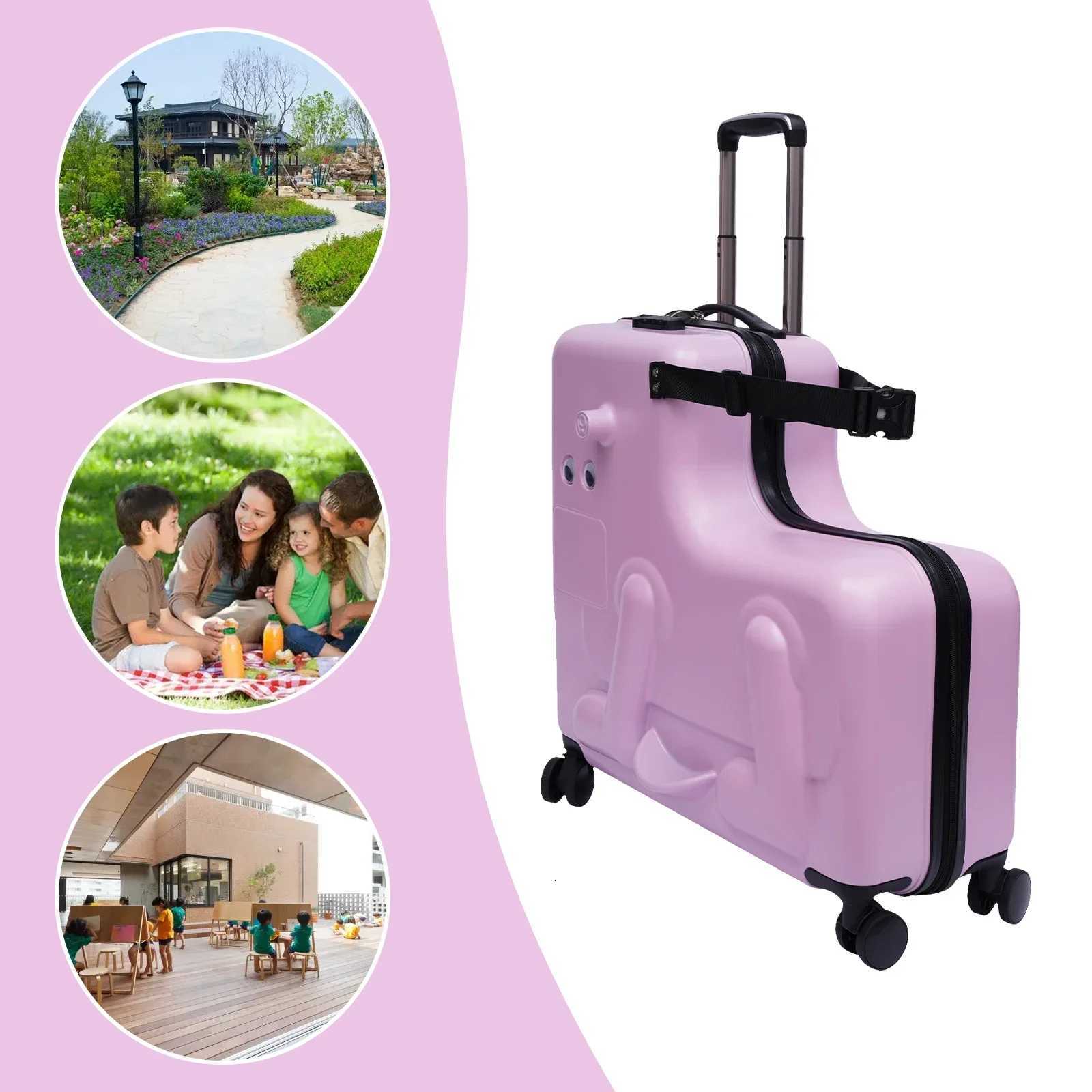 24 RideOn Pink Luggage Safe and Fun Suitcase with Retractable Safety Belt Kids Travel Use W250920-image-1076022709