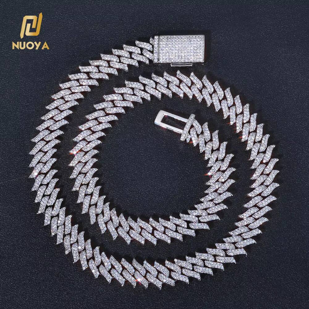 NUOYA 15MM Thorns Cuban Link Chain Necklace Iced Out Cubic Zirconia Bling Hip Hop Fine Jewelry