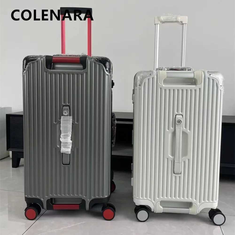 COLENARA Suitcase Travel Bag 26283032 Inch Large Capacity Trolley Case PC Boarding Box Womens Aluminum Frame Luggage W250920-image-1076020279