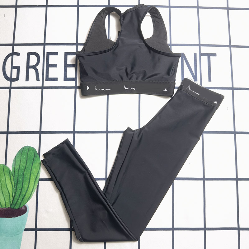 Luxury Black Tanks Tracksuits Designer Women Yoga Outfits Bra Tank Legging Sporty Tanks Top Pants Summer Gym Sportswear Tracksuit-image-969854850