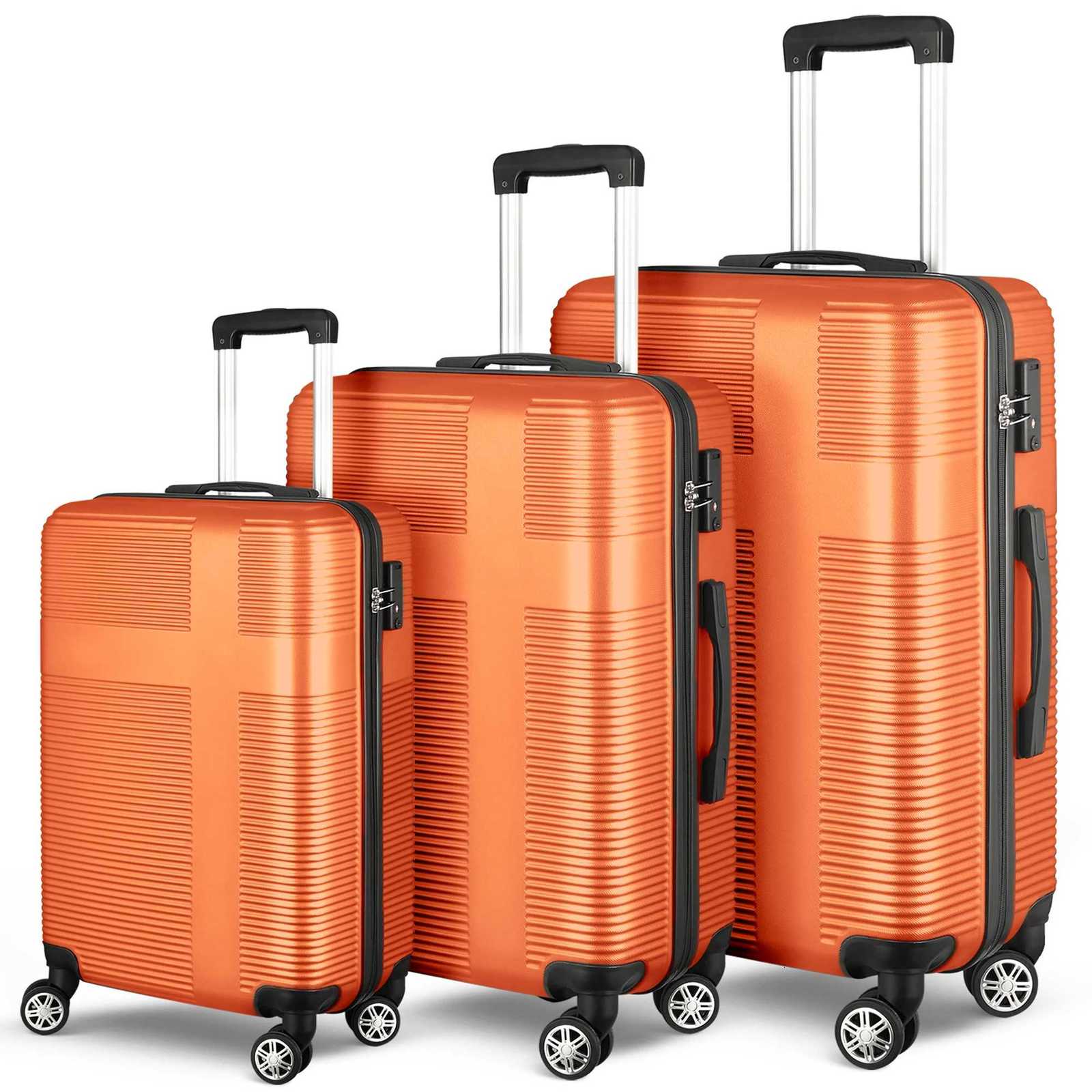 3 Piece Luggage Set with TSA Lock 202428 Lightweight Cross Stripe Hardshell Suitcase with 360 Degree Spinner Wheels W250920-image-1076034082