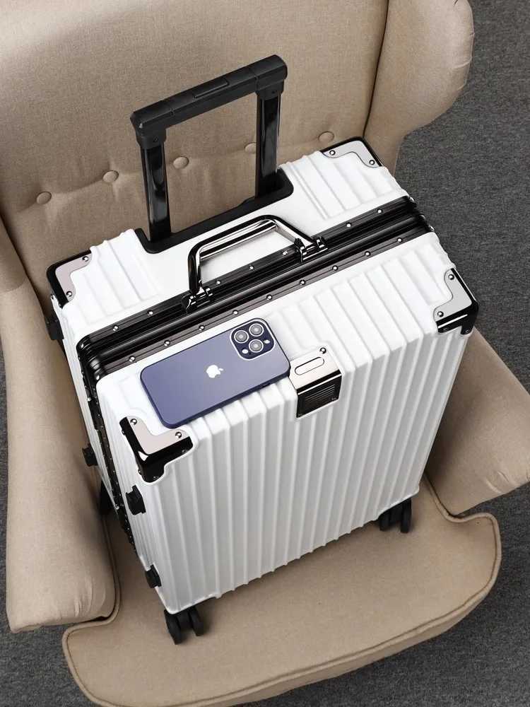 Travel Suitcase Aluminum Frame 20 Inch Carrier Suitcase 0n Wheels Durable Password Suitcase 262830 Large Capacity Luggage W250920-image-1076022617