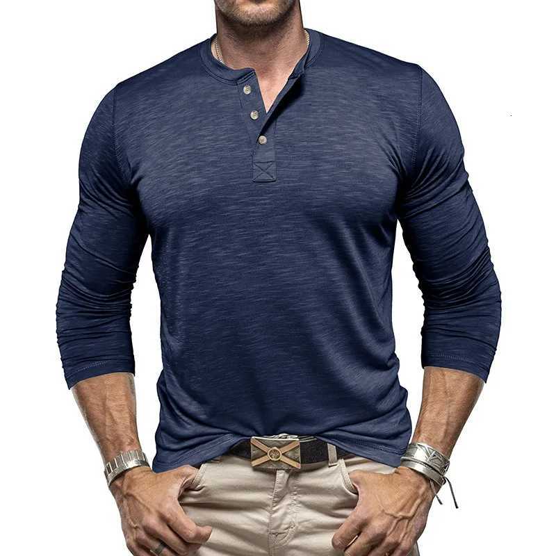 Nouveaux hommes tshirts haspigants décontractés Henry Shirt European et American Mens Longsleed Henry Neck T ShirtxJ250920