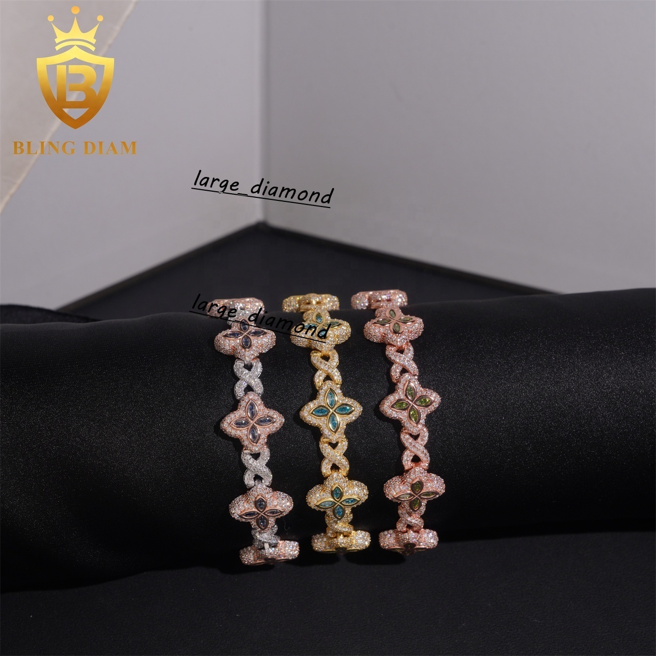 Moissanite Cubain 15 mm 925 STERLING Silver Iced Out VVS MISSANITE CLASP HIO HOP BIJOURS CUBAN LINK BRACELET