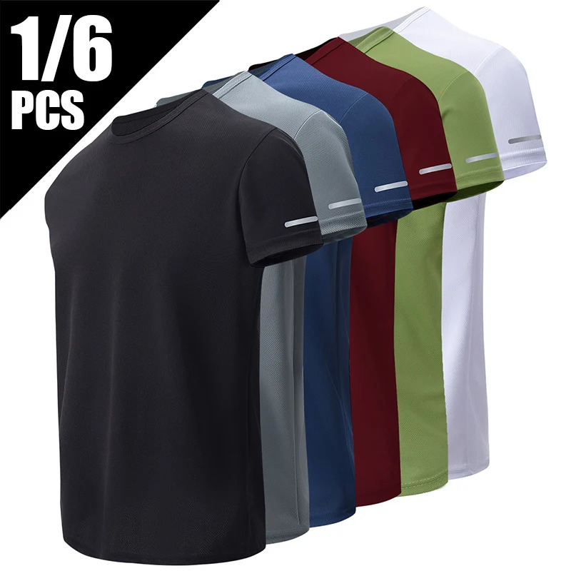 124Pcs Mens Summer Solid Color Mix And Match Shortsleeved Young Loose Quickdrying Sports Running Shirt Middleaged T 250921