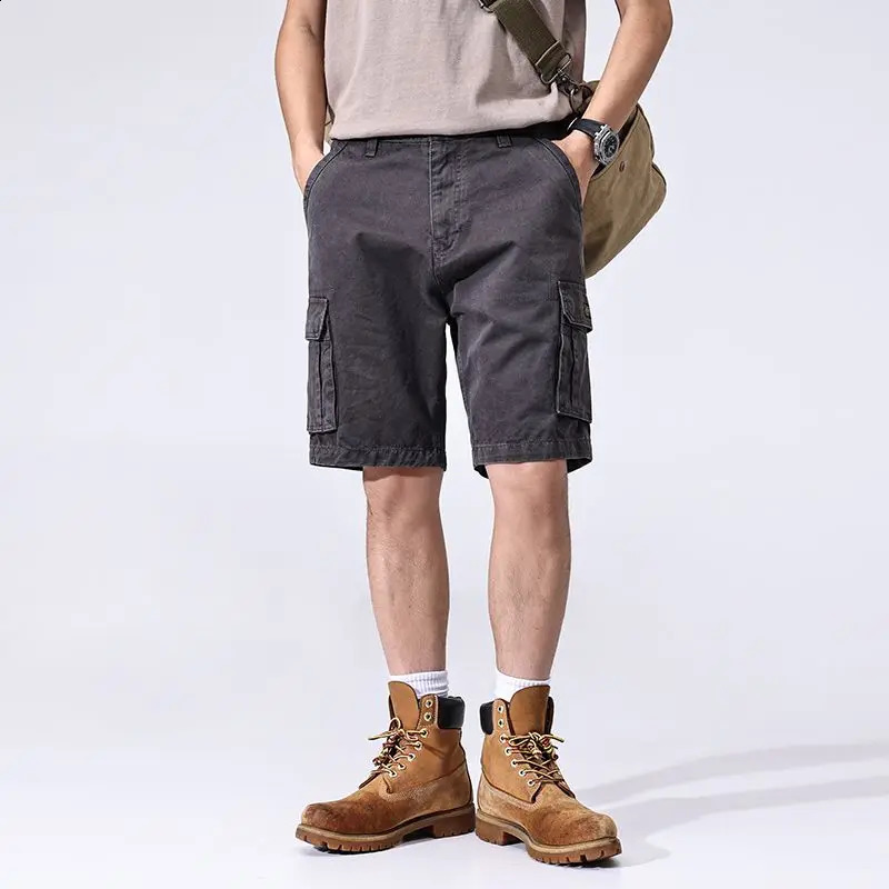 Summer American Style Cargo Shorts for Men Trendy Pure Cotton Loose Casual FivePoint Thin Breathable Strai 250920