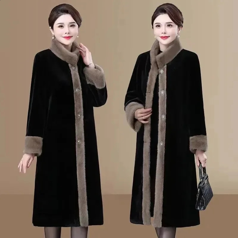 2025 Femmes automne-passages épaissis de vison lâche fourrure et fourrure Mabille intégrée Femelle Patchwork Fashion Fashion Couche chaude 250920