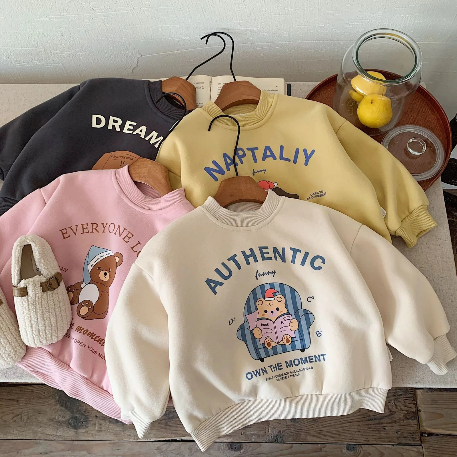 Enfants sweats mollets de peluche épais