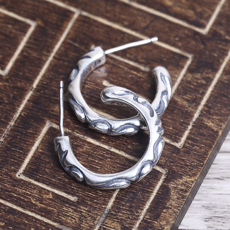 E21 S925 Pure Silver Earts Personnalisés Fashion Cross Flower Circular Punk Street Dance Style Oread Boucles Boucles d'oreilles bijoux comme cade
