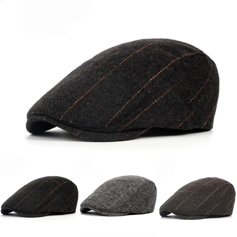 Retro sboy Caps Men British Painters Hats Autumn Winter Berets Herringbone Grid with Red Line Flat Cap Hip Hop 250920