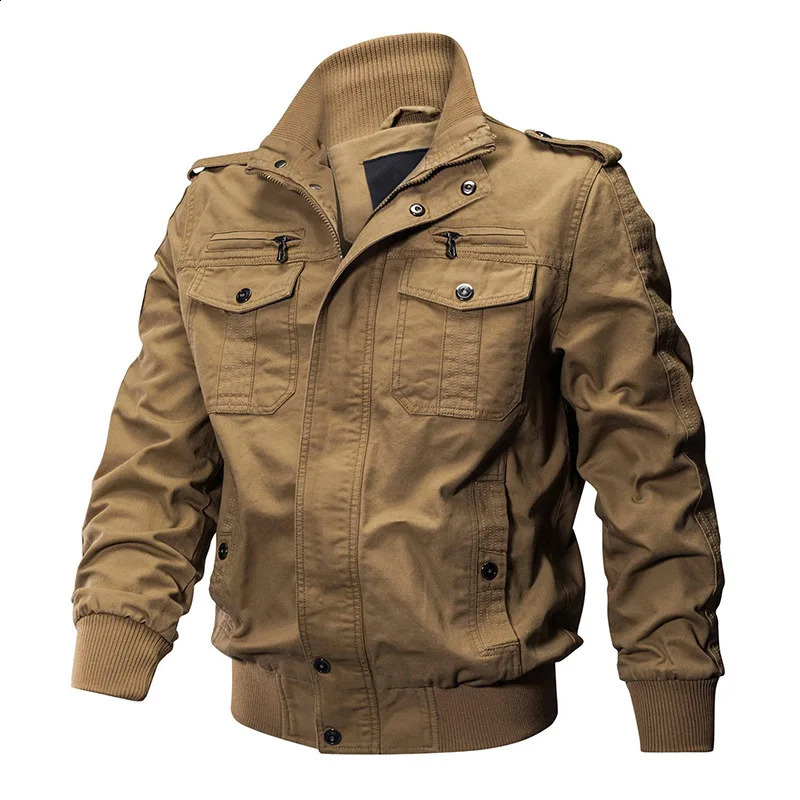 Workwear Pilot Spring Autumn Coats Mens Jackets Military Tactical Multi Pocket Tops Clothing 250906