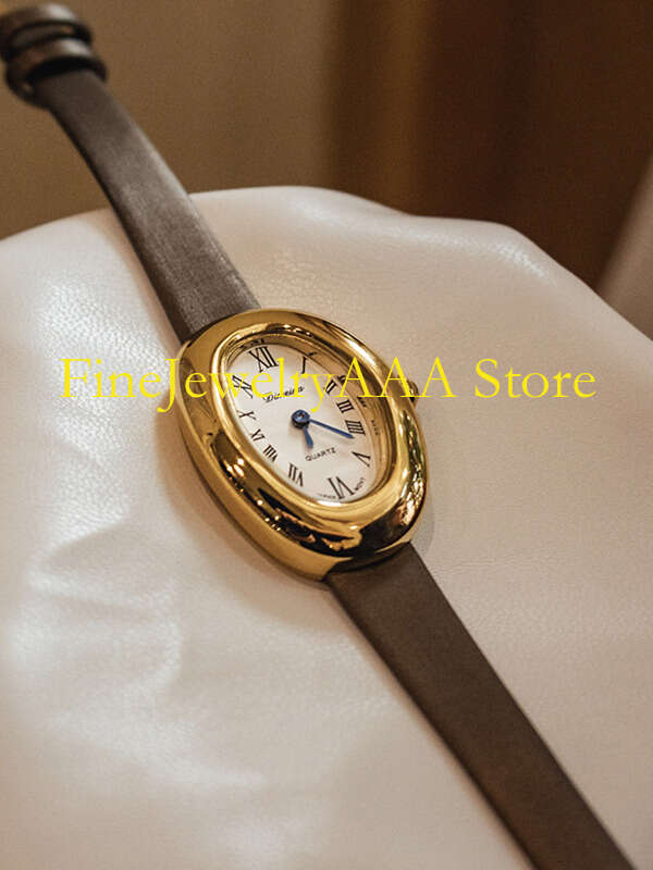 Montre de marque de créateur pour femmes, veste en cuir de styliste Kajia, montre du même style, baignoire ovale, chiffres romains, Vintage haut