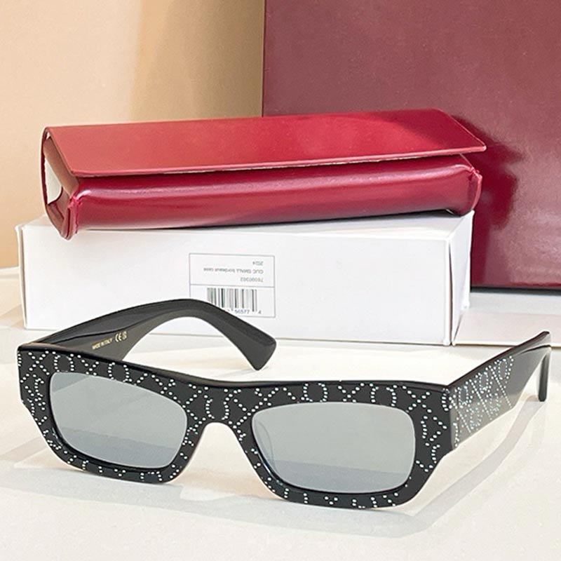 Designer Rectangular Frame Sunglasses GG1839S Luxury Women Rectangular Cat Eye Sunglasses Black Acetate with Logo Frame Light Grey Lens 100% UV Prot