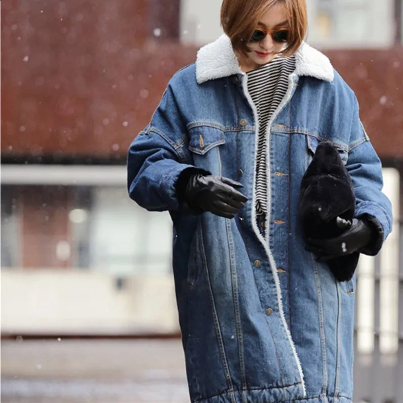 2025 Veste féminine Femmes chaudes épais hiver à manches longues en denim Veste en jean Long Mabel Veste de vêtements d'extérieur Veste 250920