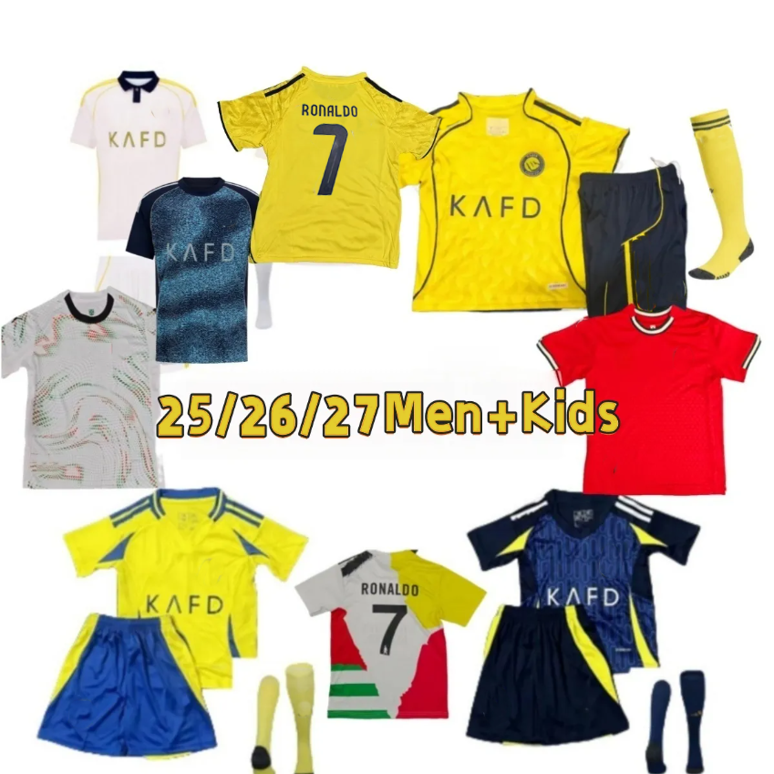 25 26 Al Nassr FC soccer Jerseys Portugal Ronaldo men kids football kits 2025 2026 Home yellow CR7 Football shiirt T Al-Nassr away-image-914092711