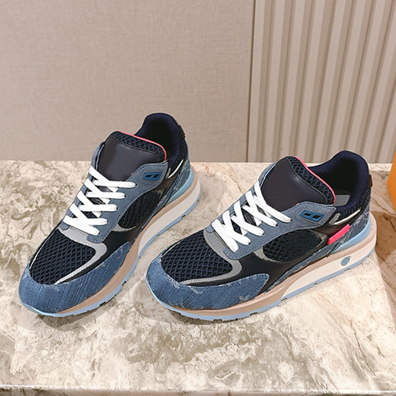 New Runaway chaussures de sport homme running mode chaussures de course design deux tons cuir mesh respirant avec boîte