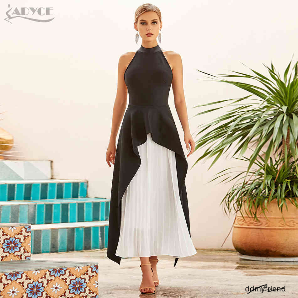 Robes de boîte de nuit: ensemble de bandage BodyCon White White à deux pièces pour femmes - Tenue de fête sans manches, style d'été décontracté D