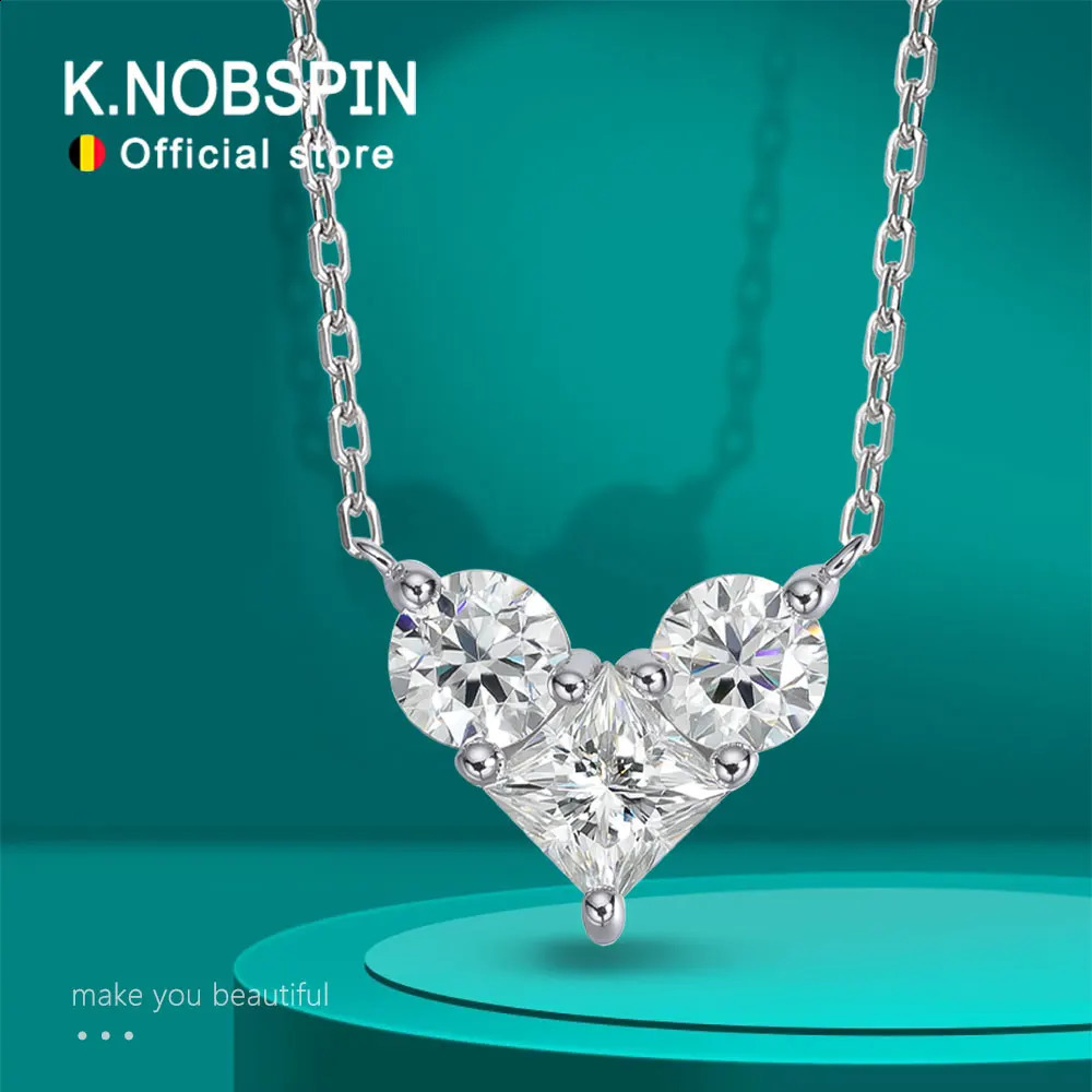 Colliers de pendentif knobspin pour femmes 1 18cT D VVS1 Lab Diamond avec certificats S925 Silver Chain Dainty Collier 250920