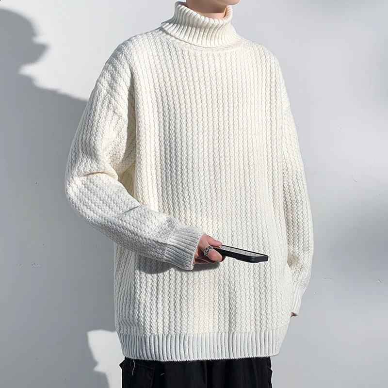 Sweater men 2025 Men Knitwear Solid High Neck Sweater Soft Warm Comfortable Winter Pullover Fashion Casual Warm Sweater 250920