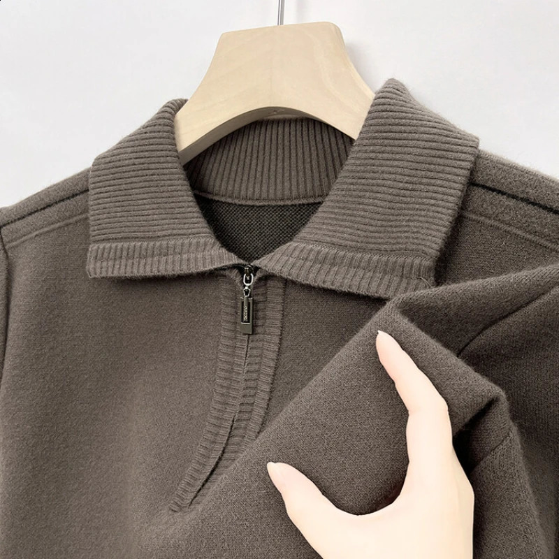 Mens Solid Color Halfzip Highneck Sweater for Autumn Knitted Sweaterstretch M4XL 250920