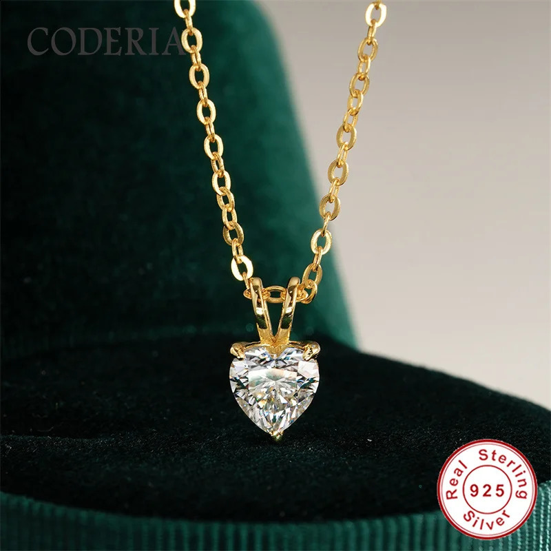 Real D Color 051CT Heart Shape Pendant Plated 18K Gold Women 925 Sterling Silver Diamond Necklace Jewelry Wholesale 250920