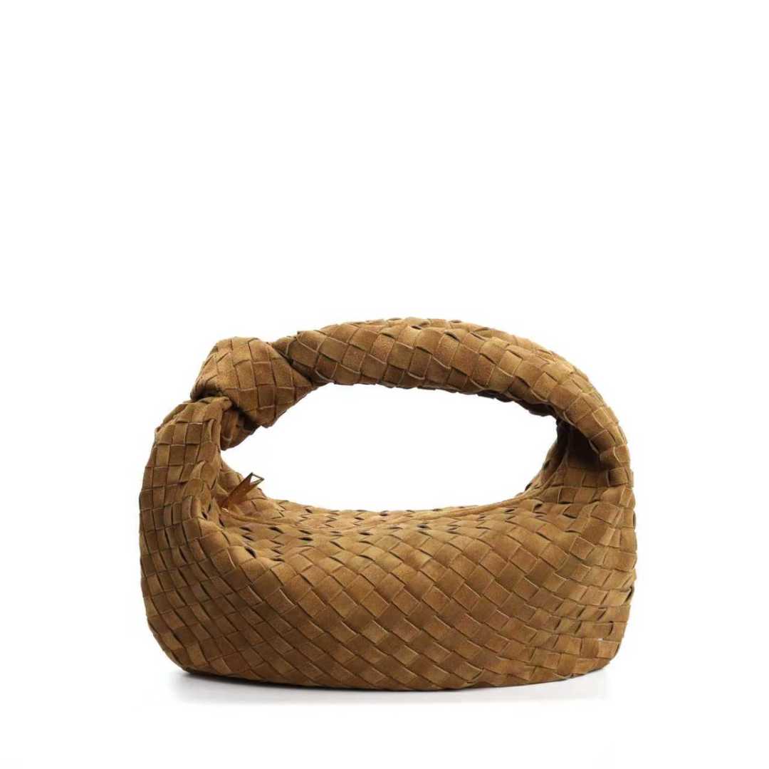MENDY Sac en daim Sac tissé Sac à main Jodie Sac à bandoulière en cuir véritable Forme arrondie Signature Noeud Souple Intrecciato Cuir Hobo 2025