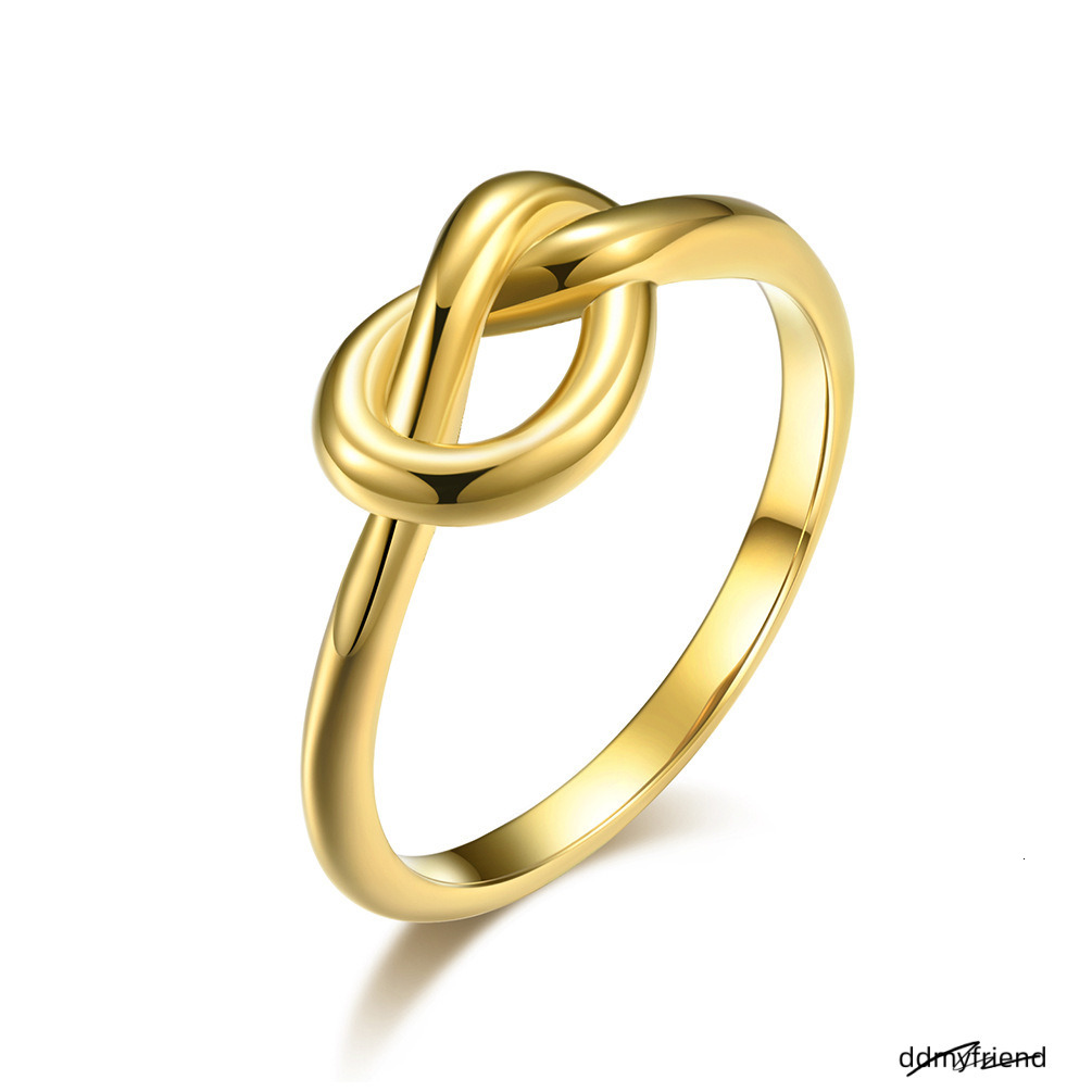 Real Gold Sier Black Titanium Steel Heart Knot Ring Pattern Designer Men Women Lovers Tail Rings Fashion Wedding Jewelry Gift ddmyfriend