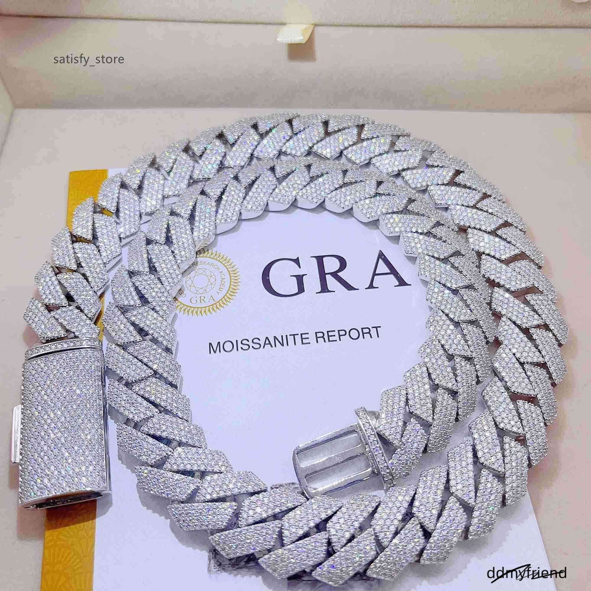 Iced Out Pass Dia Tester Sterling Sier Necklace Vvs Moissanite Cuban Link Chain ddmyfriend