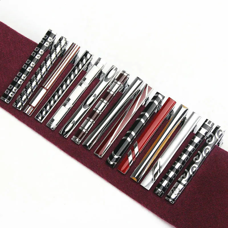 Fashion Man Tie Clip for Men Classic Metel Tie Clips Copper Ties Bar Bar High Quality ENAMEL TIE COLLAR PIN CRISTAL BUSINES