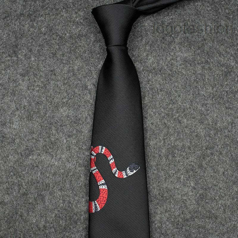 Necktie 2023 New designer Europe and America new mens fashionable personalized embroidery coral snake formal business professional leisure tie