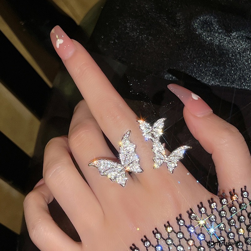 Mariage Bagues de doigt sterling réglables cubiques briques pour femmes, anneaux de papillon Sier, bague de fiançailles en zircon ddmyfriend ddmy