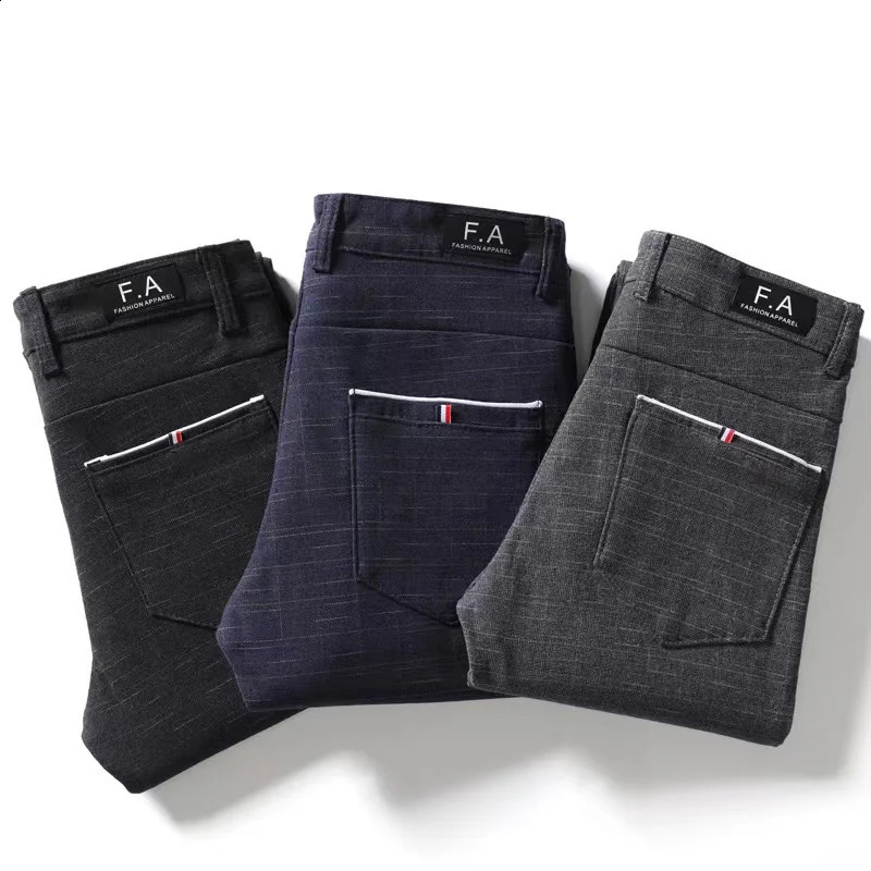 Classic Style Mens Casual Pants Fashion Striped Plaid Business Straight Slim Casual Pants Black Blue Gray Men Trousers 250920