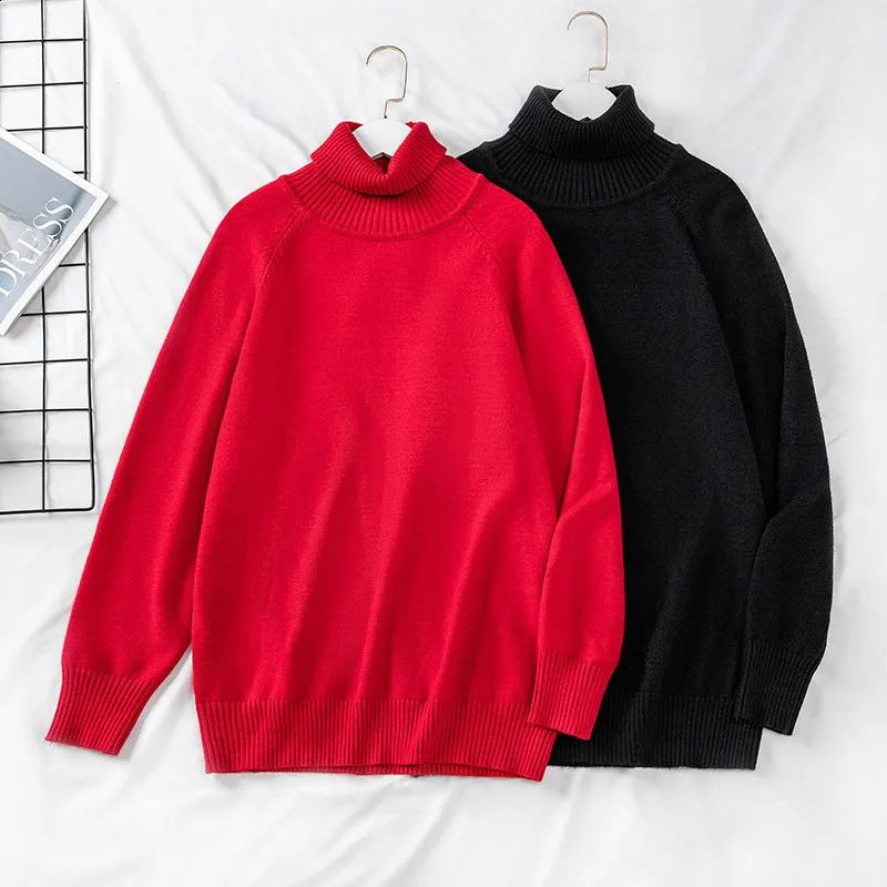 Plus Size Womens Bust 150cm Outer Wear Loose Pullover Turtleneck Base Knitted Sweater Black Red 5XL 6XL 7XL 8XL 9XL 150kg 250920