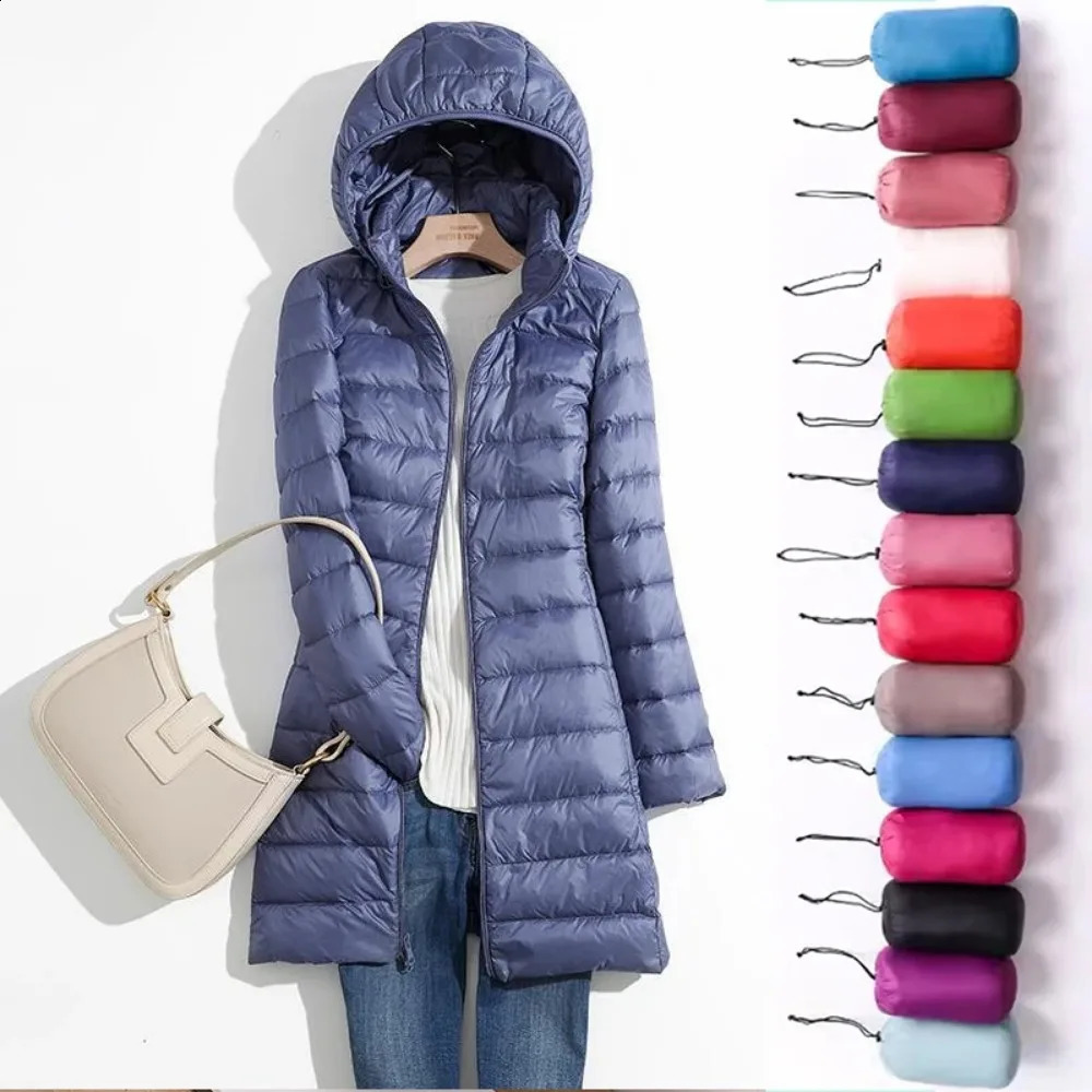 Light Down Coat Plus Taille 5xl 6xl 7xl Fall Falls Femme Spring automne Ultra Longweight Long Puffery Veste femelle Cabille à capuche Slim 250917
