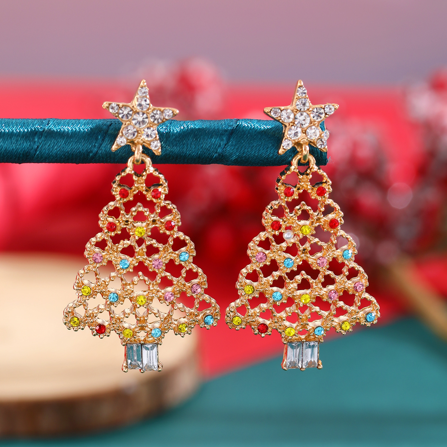 Light High-grade Colored Pearl Tree Christmas Ear Jewelry Autumn Winter Drop Earrings Accessories