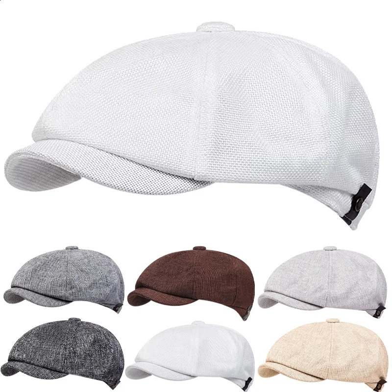 Men Fashion sboy Hat Spring Summer Thin Retro Beret Casual Hats Octagonal Cap Hip Hop Berets 250920