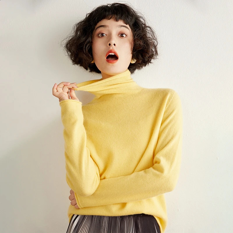 Womens Cashmere Sweater 100 Pure Cashmere Knitted High Collar Hoodie Selling Soft Solid Color Womens Top 250920